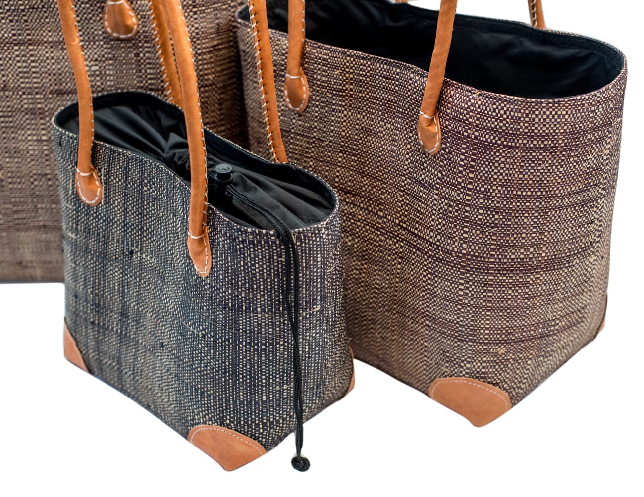 Panier en Rabane Uni noir– Artisanat (2)