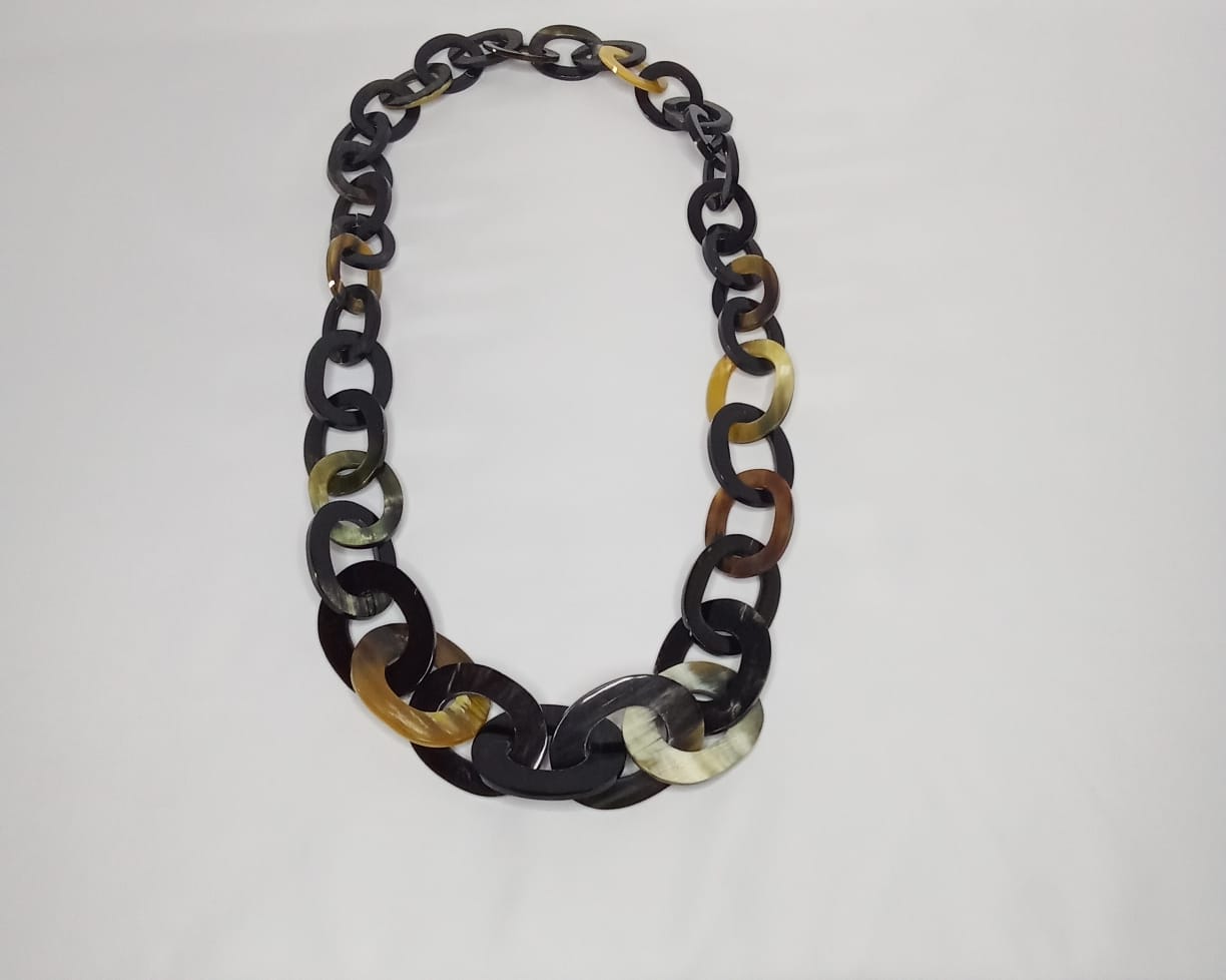 Sautoir anneaux rond en corne de Zébu-Artisanat (3)