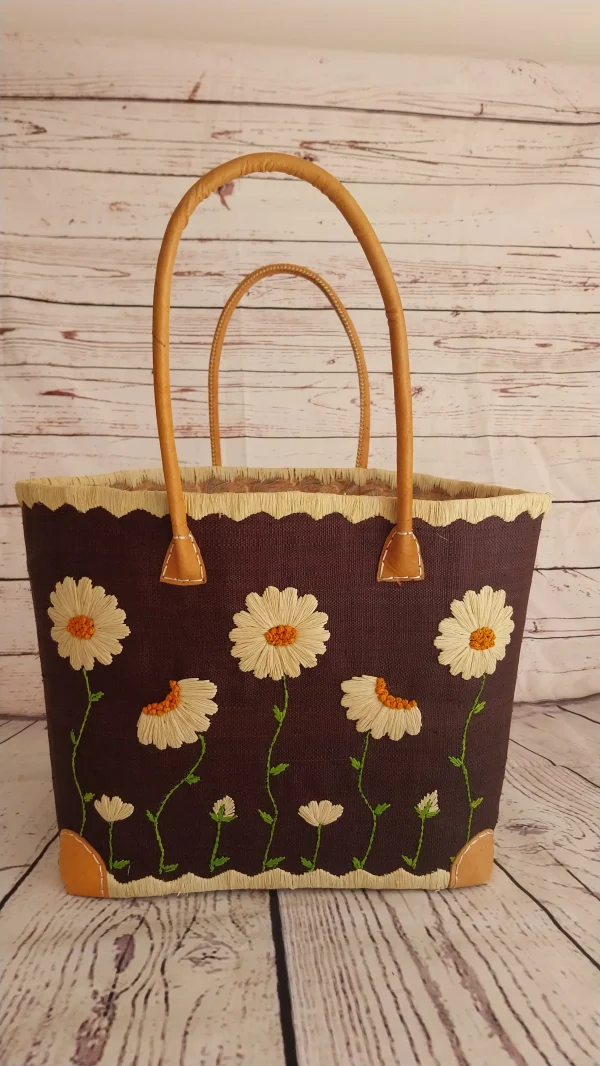 Panier Brodé Marguerite
